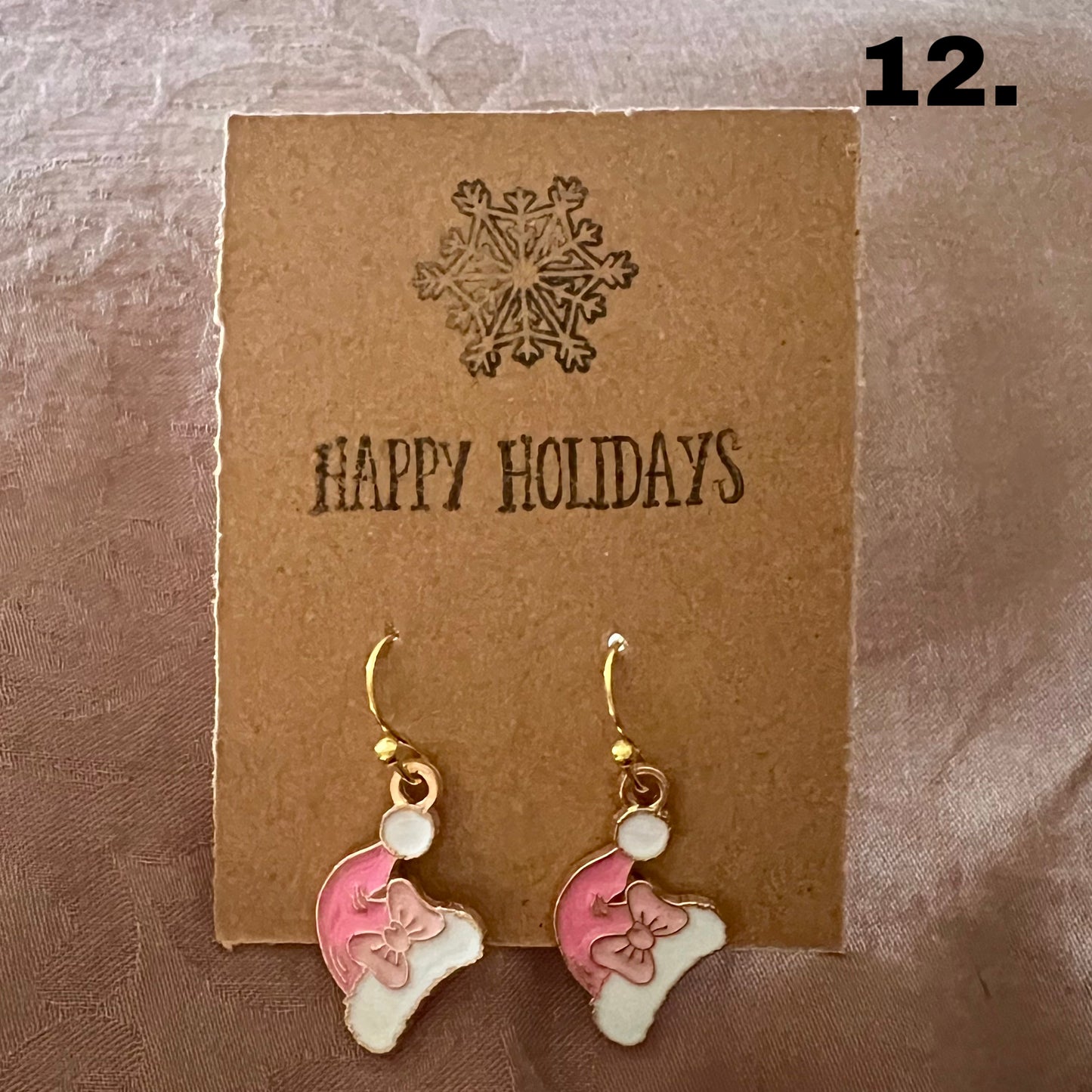 Pink Christmas Earrings