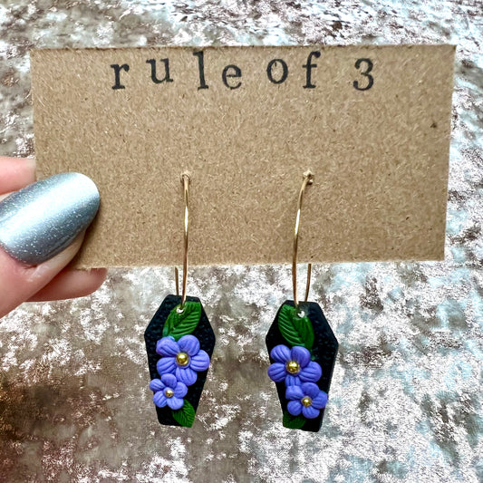Coffin Flower Hoop Dangles * Made to Order