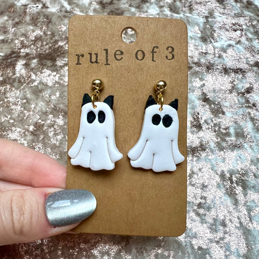 Cat Ghost Dangles * Made to Order