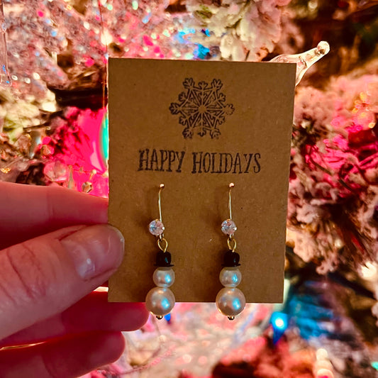 Snowman Faux Pearl Earrings